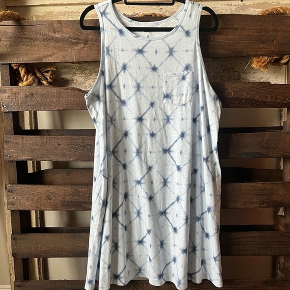 🟤NEW SONOMA Swing Dress with Pockets in Blue Burst Print XL - Picture 4 of 5